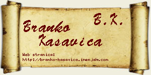 Branko Kasavica vizit kartica